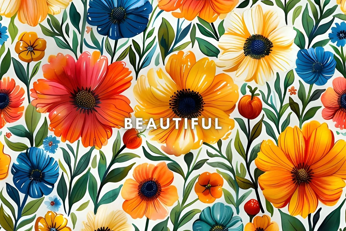 SUMMER FLOWERS SEAMLESS PATTERN, a Pattern Graphic by UniqueMe (Photo 8 of 11)