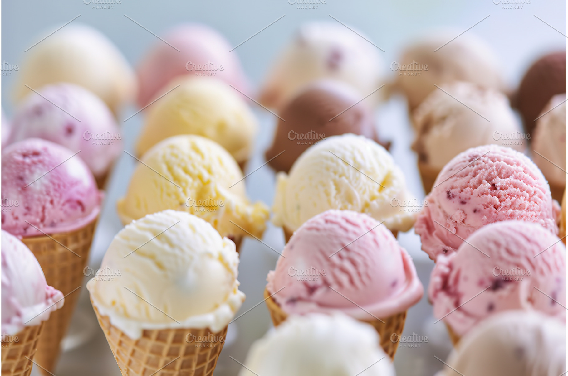 Vibrant variety of ice cream scoops, a Food & Drink Photo by Lermont51