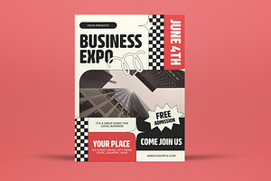 White Retro Business Expo Flyer Set, a Flyer Template by graphicook