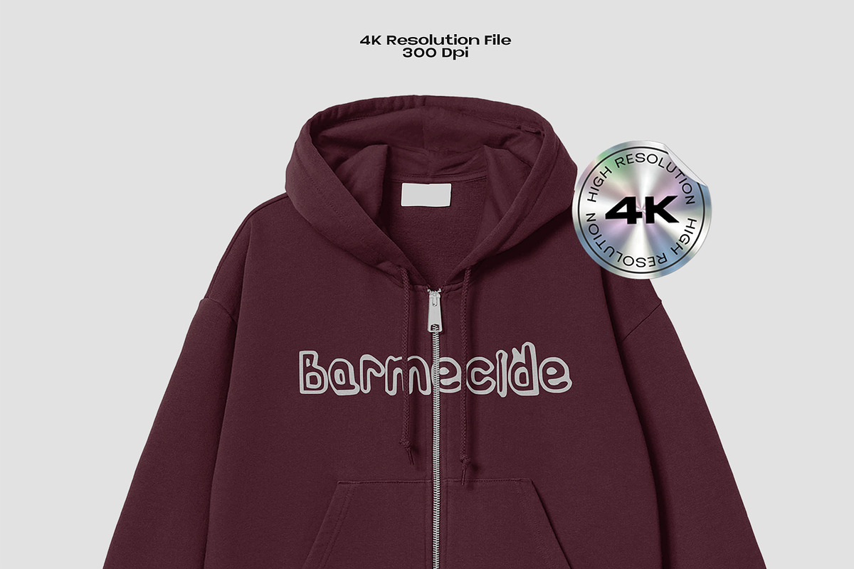Zip-up hoodie mockup, a Hoody Mockup by Barmecide Mockup Studio (Photo 2 of 3)