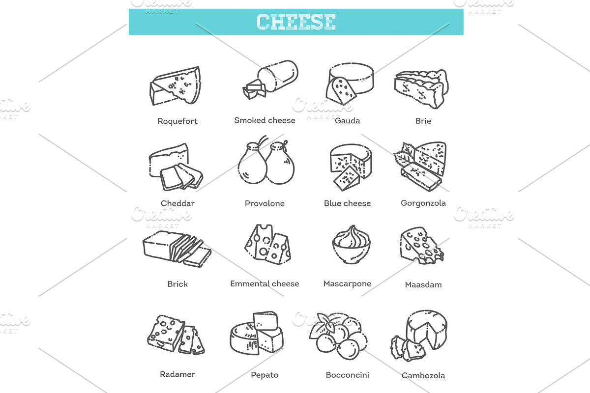 Cheese collection, a Food Illustration by Tettygreen