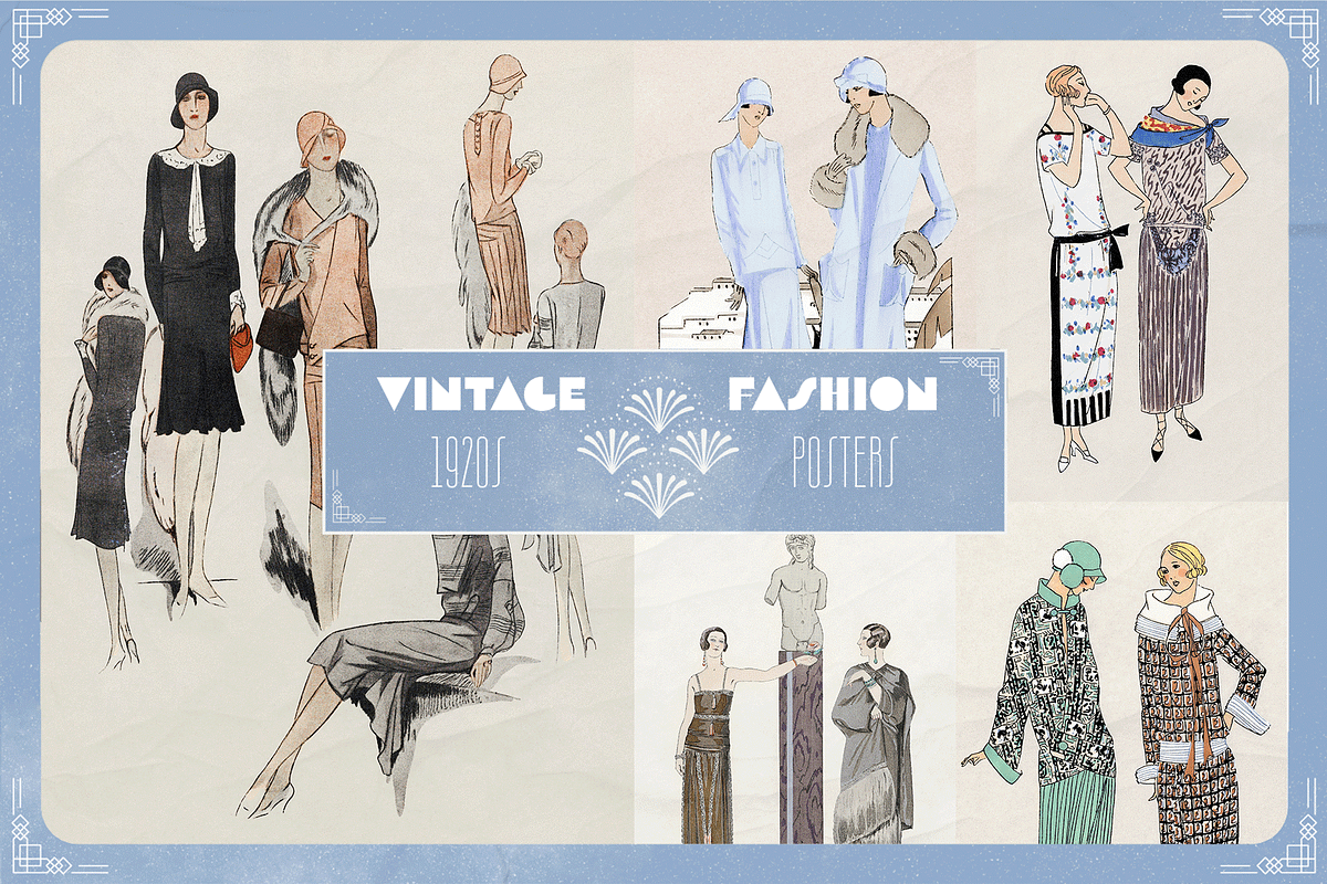 Vintage 1920s Fashion Posters Bundle, a Person Illustration by Golden Vision Studio (Photo 1 of 10)