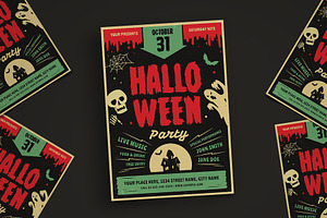 Retro Halloween Party Flyer, a Flyer Template by VectorVactory