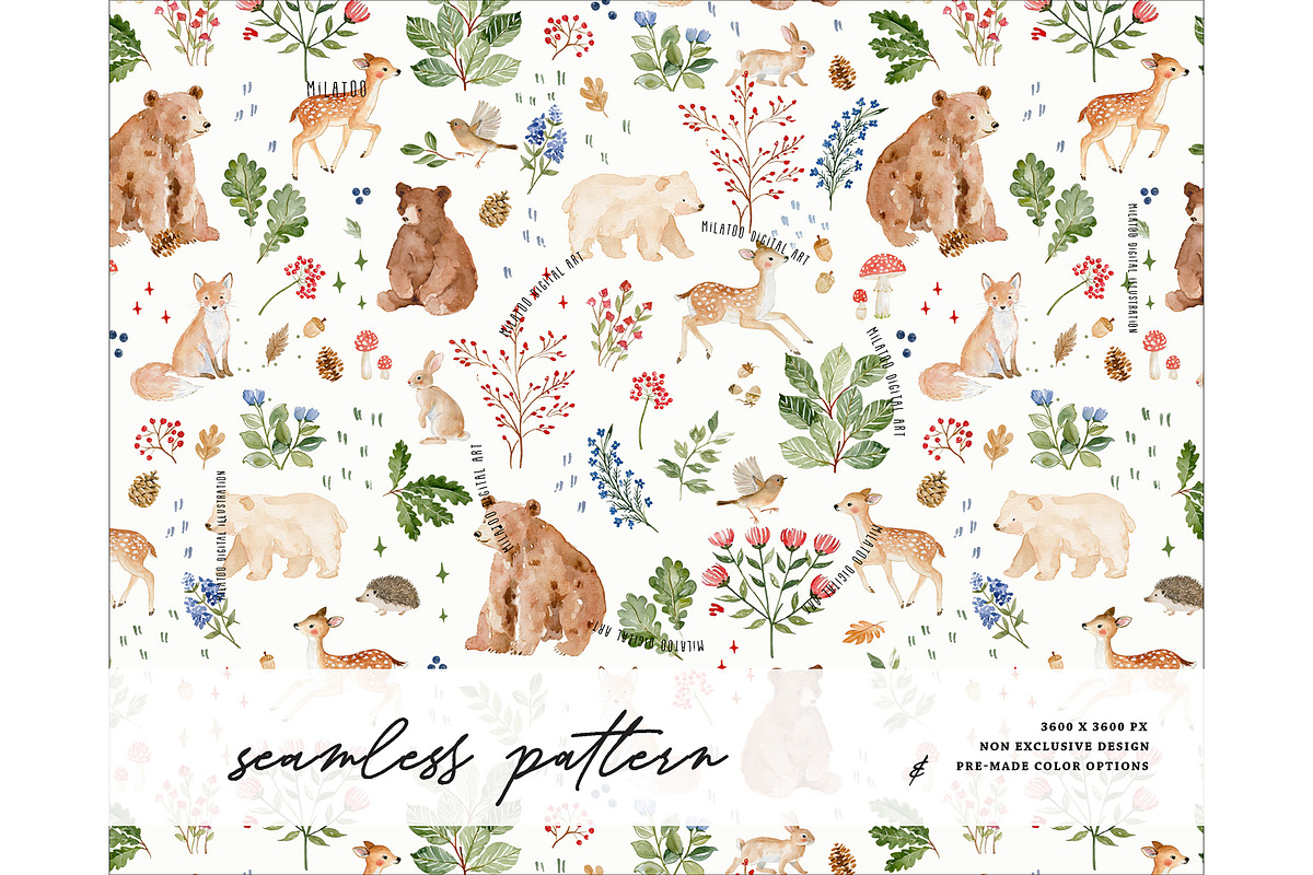 Fall Forest Animals Autumn pattern, a Pattern Graphic by Milatoo (Photo 1 of 4)