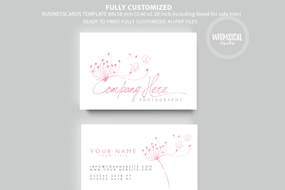 feminine dandelion logo+businesscard, a Branding & Logo Template by Whimsical Logoshop (Photo 2 of 2)