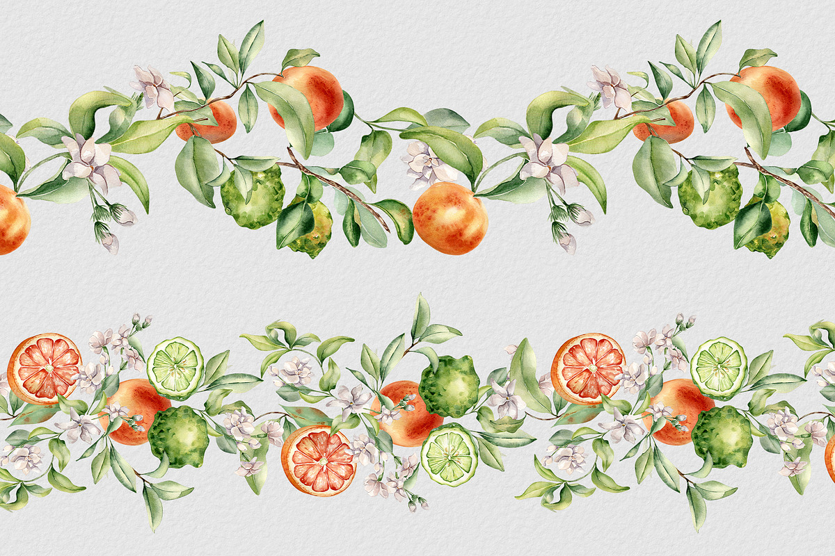 Citrus fruits and flower watercolor, a Decorative Illustration by Kate Lanbina (Photo 15 of 20)