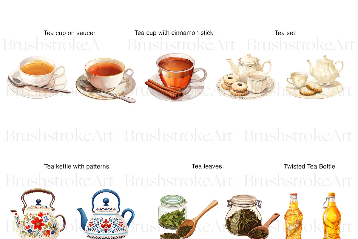 Tea Clipart, Tea Cup, Vintage Teapot, an Object Illustration by BrushstrokeArtGB (Photo 2 of 9)