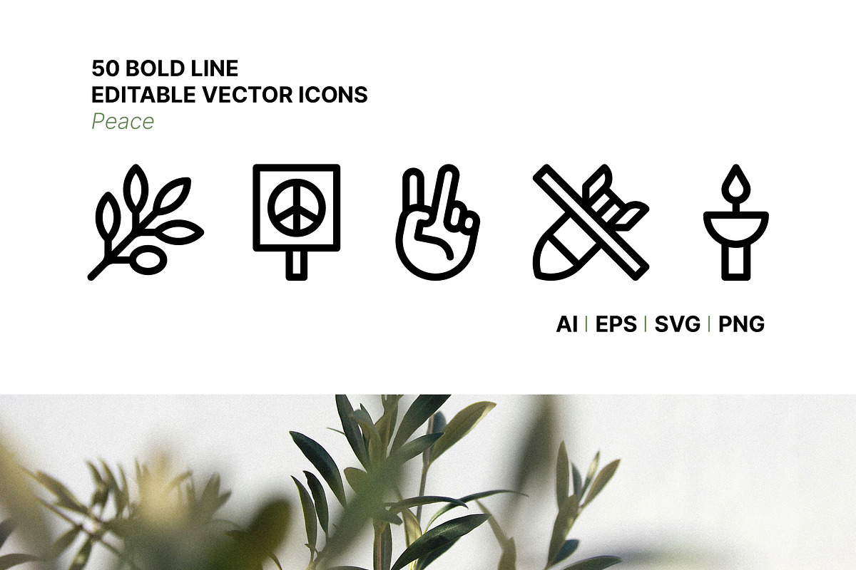50 Peace Icons, an Outline Icon by Side Project (Photo 1 of 7)