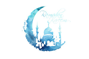 Ramadan Light blue symbol. moon and, an Illustration by Nenahliadava Design