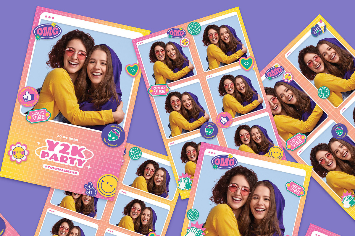 Retro Y2K Photo Strip Layouts, a Card Template by BrandPacks (Photo 4 of 5)