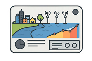Urban landscape with data, an Illustration by ZinetroN