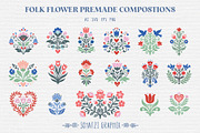 Folk Flower Illustration Set, a Decorative Illustration by Schatzi Graphik (Thumbnail 2 of 8)