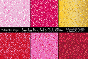 Seamless Pink, Red, & Gold Glitter