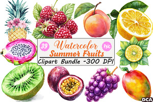 Summer Fruits Clipart, an Illustration by DreamCafeArt
