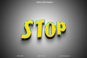 3D Yellow Stop Text