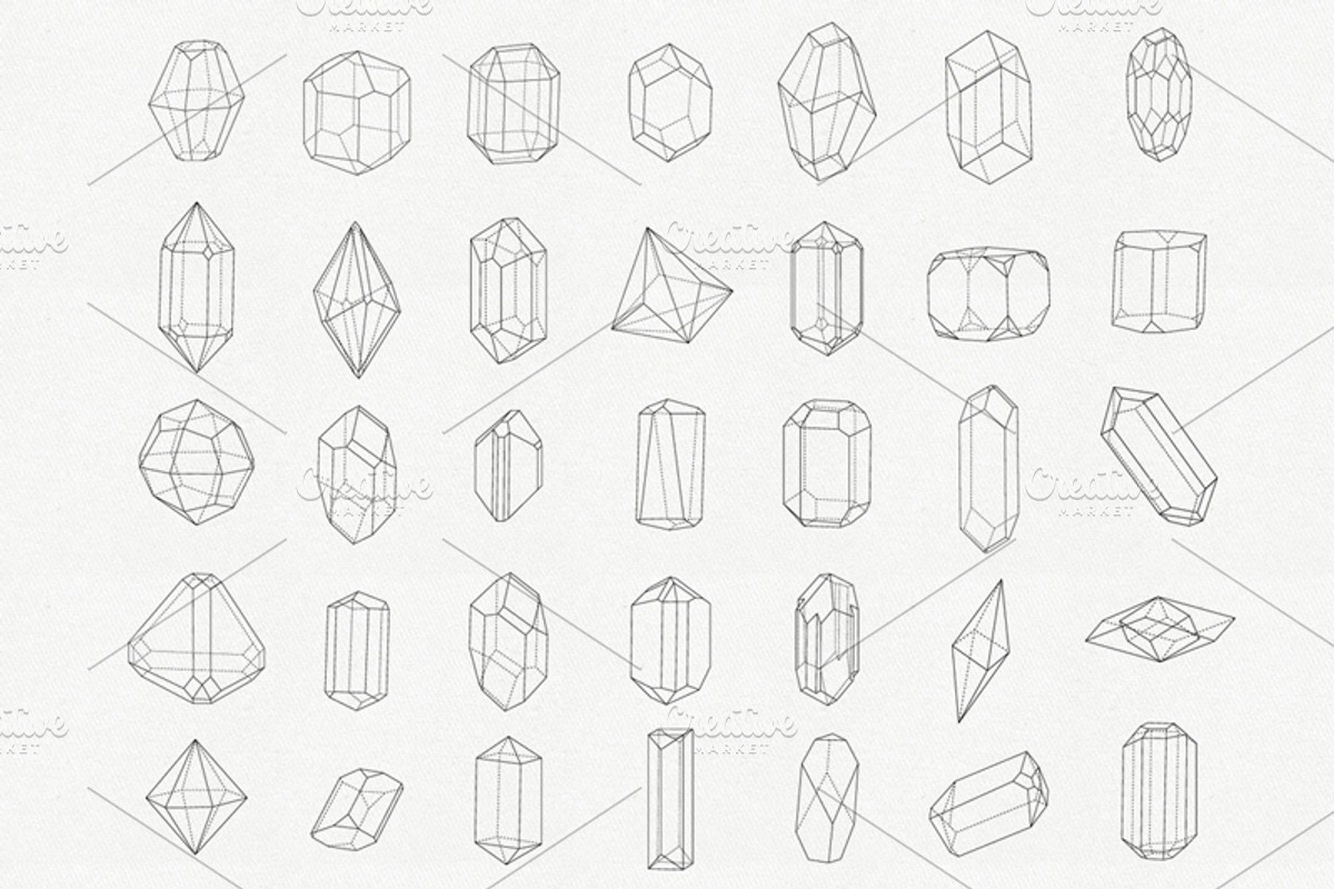 Mineralogy - 40 Vector Crystals, a Decorative Illustration by Helga Wigandt (Photo 2 of 6)