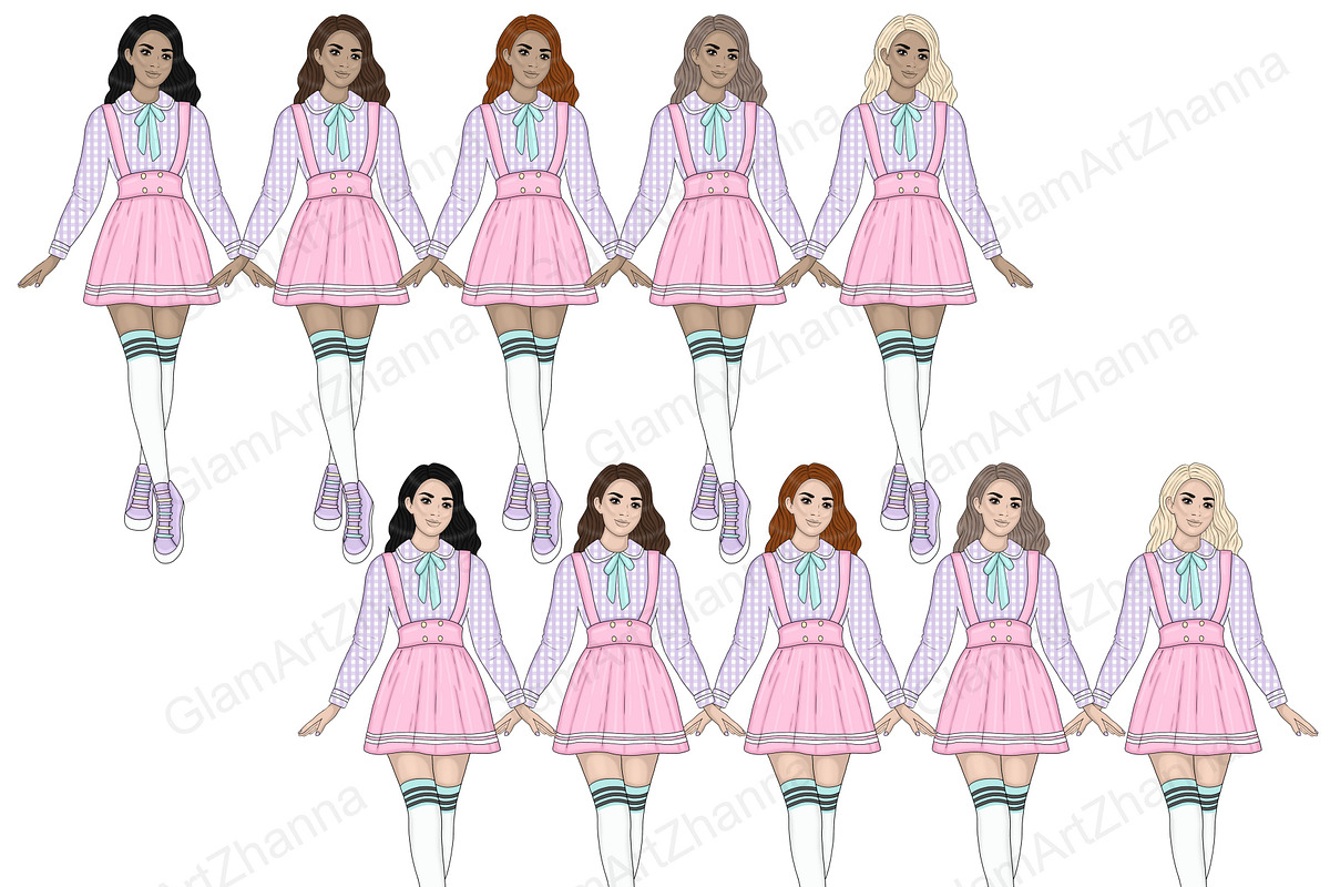 Kawaii Girl Clipart | Planner Girl, a Person Illustration by GlamArtZhanna (Photo 3 of 5)