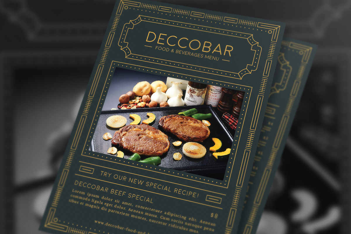 Art Deco Food & Beverages Menu, a Flyer Template by The Good Store (Photo 5 of 6)