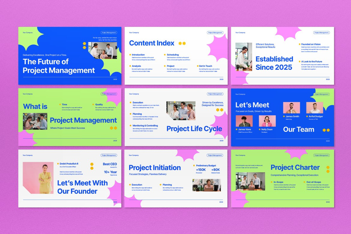 Blue Project Management Google Slide, a Presentation Template by graphicook (Photo 2 of 5)