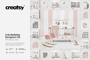 Crib Beddind Designers Kit Mockup, a Bottom Mockup by Creatsy