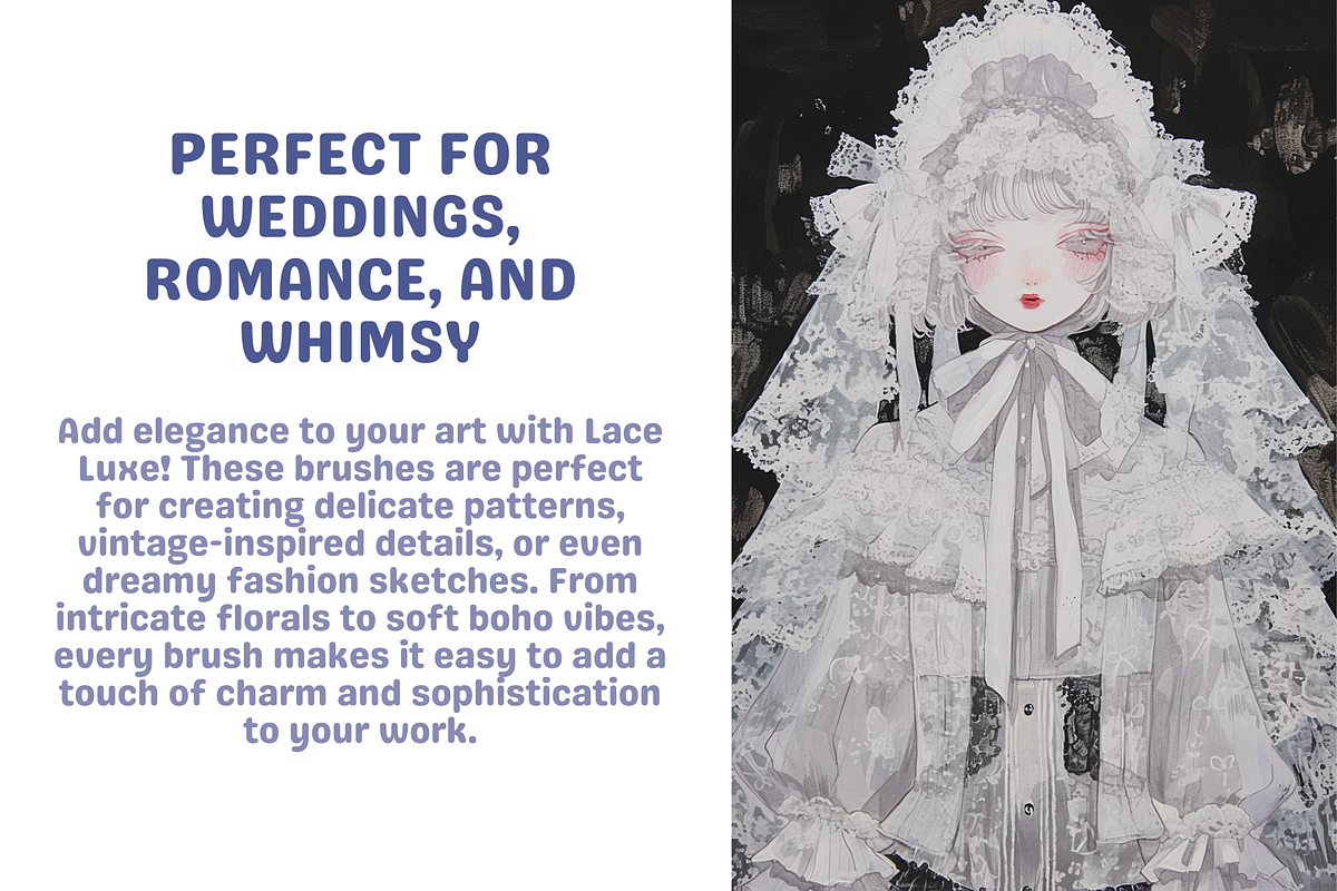 Procreate Lace Brushes, a Brush Add-On by Cozy Brushery (Photo 2 of 7)