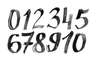 Numbers brush objects hand drawn, an Object Illustration by Nenahliadava Design