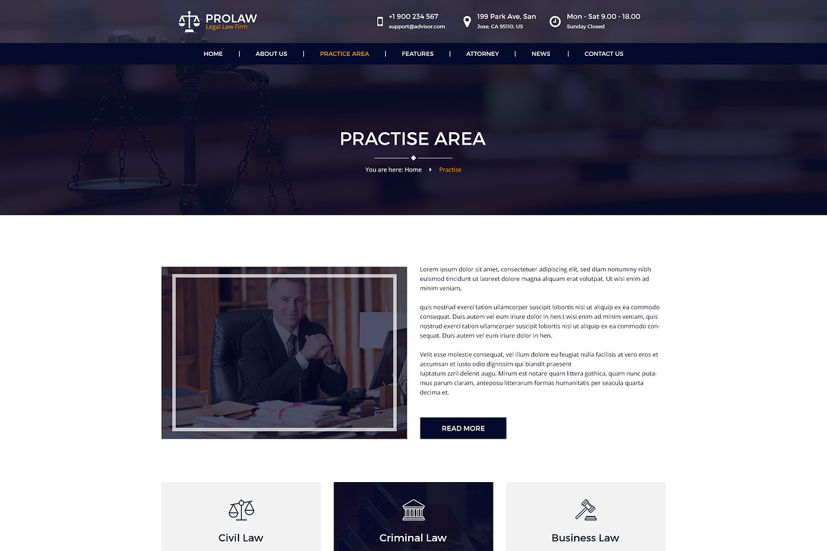 Prolaw legal law firm psd template, a Websites & App Template by mine-tech (Photo 3 of 11)