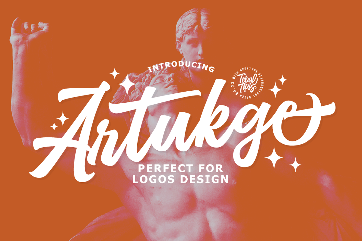 Artukge - Bold Script Logotype, a Script Font by tebaltipislab (Photo 1 of 15)