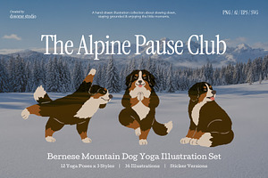 Bernese Mountain Dog Yoga Collection, an Animal Illustration by dosome.my