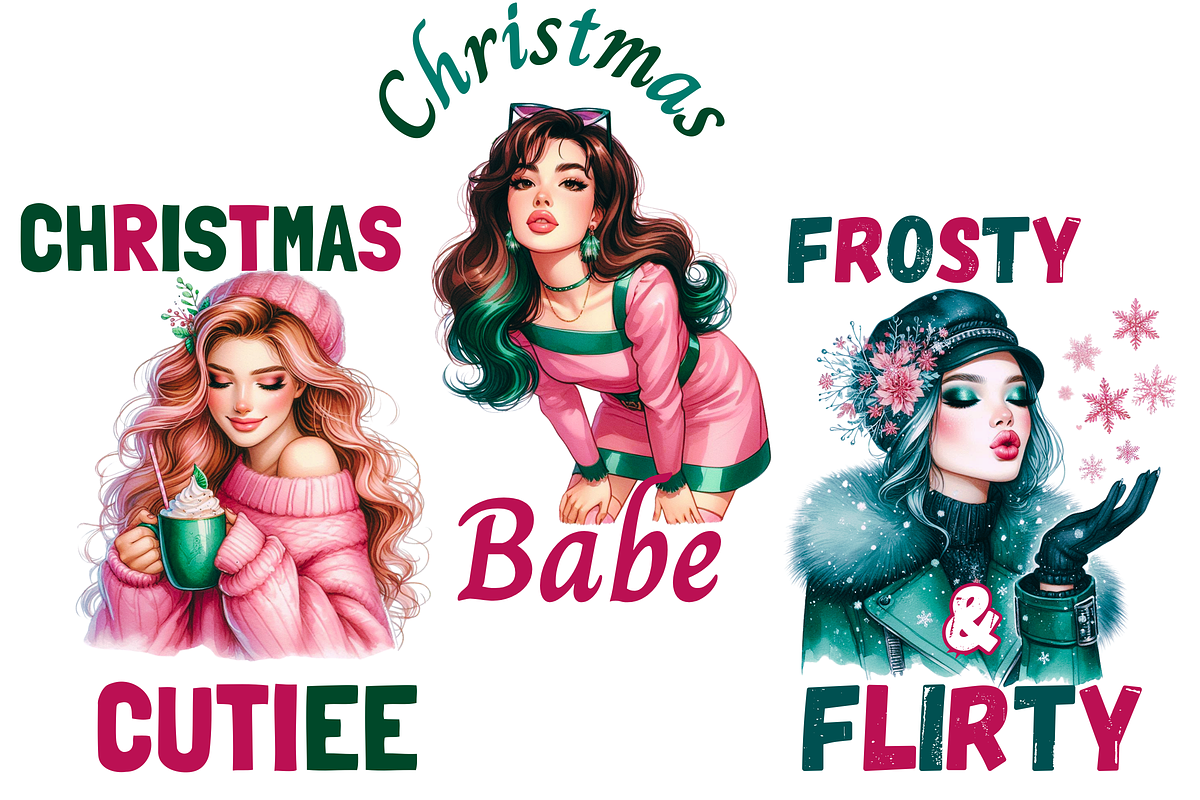 14 Coquette Christmas Girl Bundle, a Decorative Illustration by ClipArtTime (Photo 3 of 3)