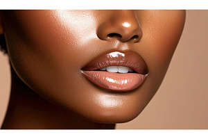 Extreme close-up of glossy lips and, a Beauty & Fashion Photo by Igor Tichonow