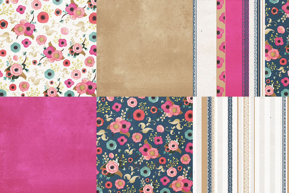Digital Papers - Florals at Midnight preview 4