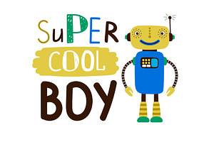 Super Cool Boy Design T-shirt. Flat