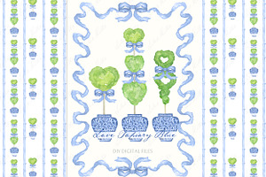 Topiary Chinoiserie Heart Valentines