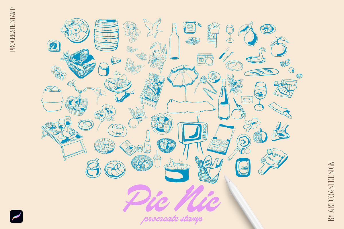 Procreate Picnic & Barbecue Stamp, a Brush Add-On by Spasibenko Art (Photo 5 of 6)