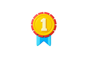 First place medal 3d icon. Isolated, an Object Illustration by Valerie Bodnar