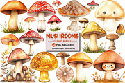 Watercolor Mushrooms Clipart Bundle, an Illustration by Pixels.Craft (Thumbnail 1 of 4)