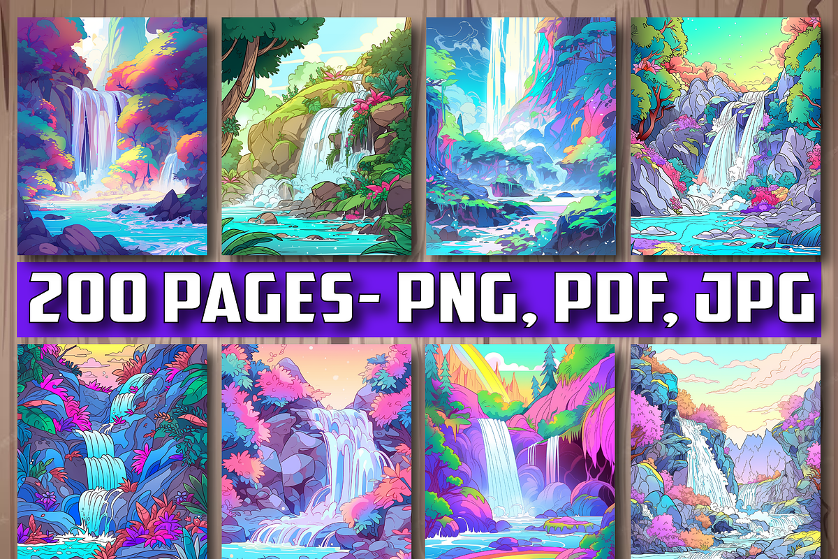 Fantacy Waterfall Coloring Pages V 2, a Seasonal Illustration by Daisy ...