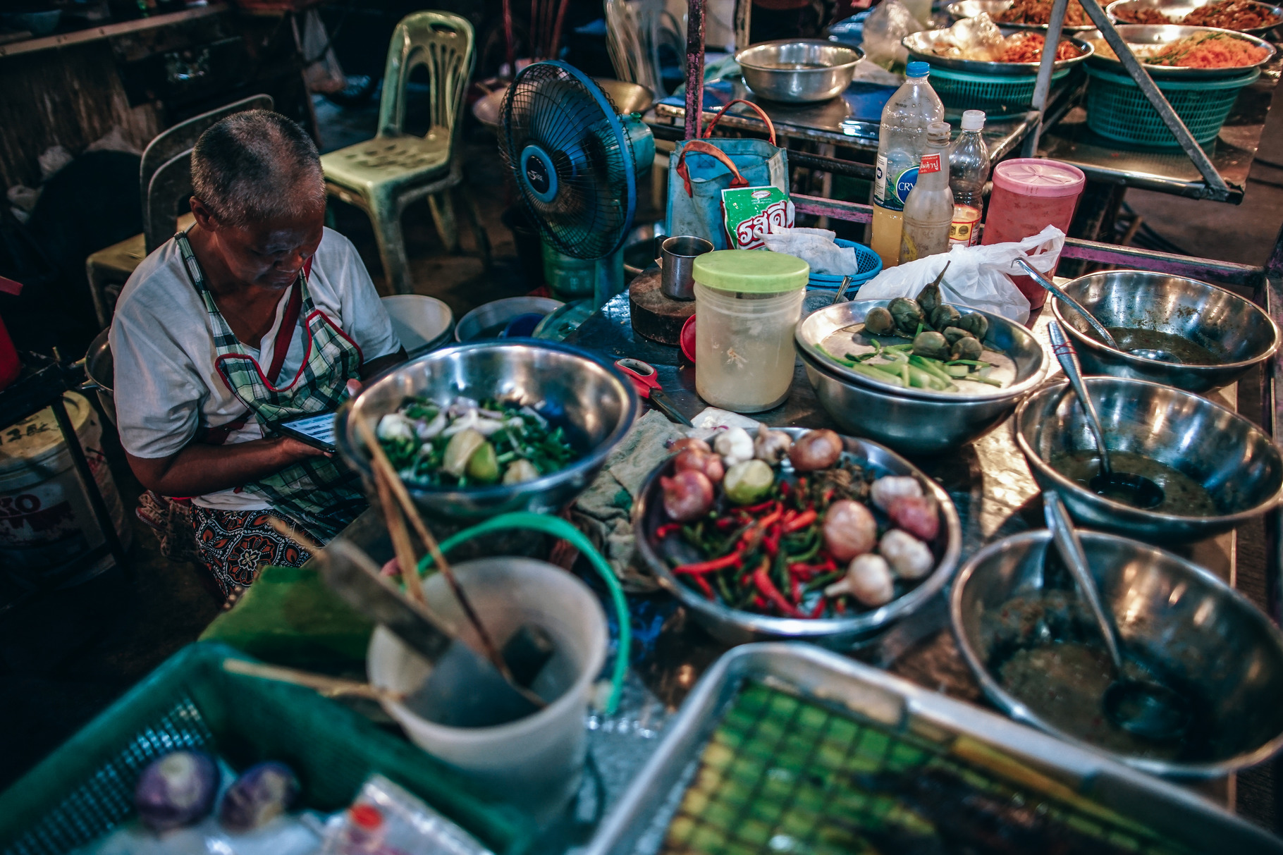 Salad Seller at The Night Market, a Food & Drink Photo by HipFonts | Creative Market Salad Seller at The Night Market, a Food... 