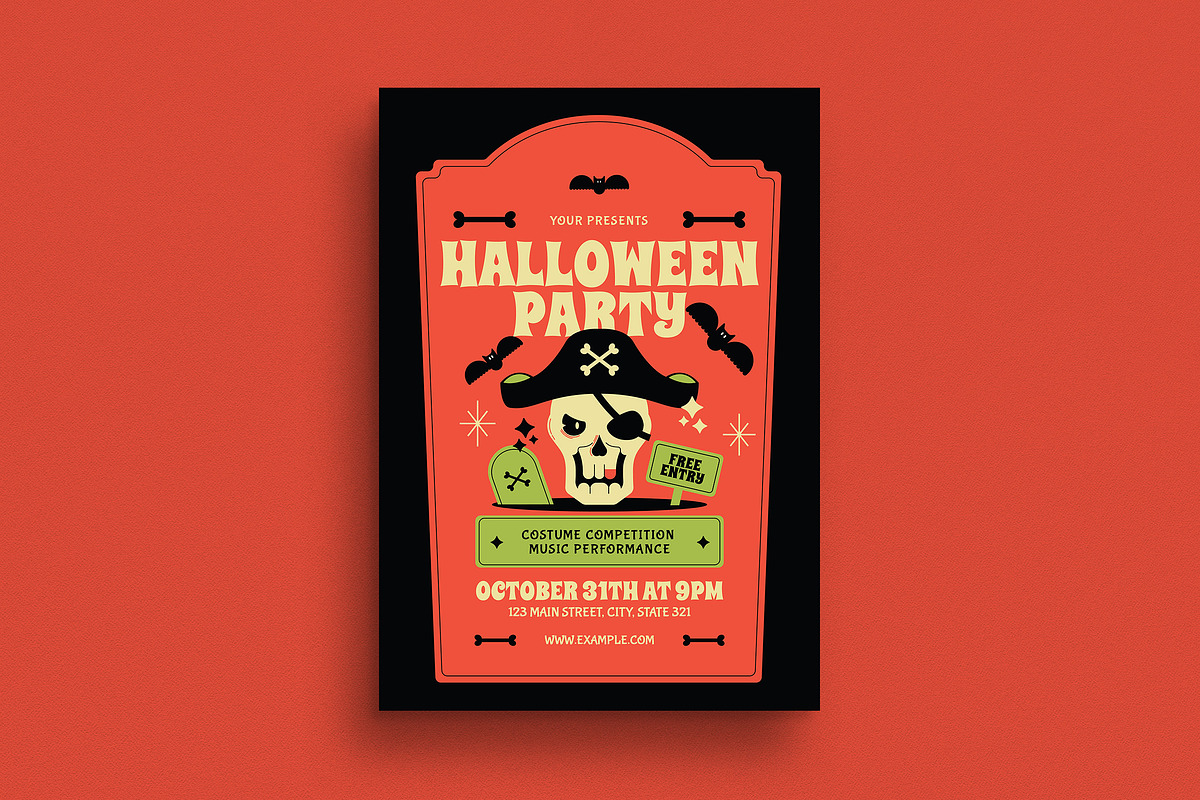 Modern Retro Halloween Party Event, a Flyer Template by Guuver (Photo 1 of 3)