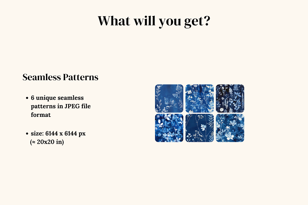 Cyanotype Floral Seamless Patterns, a Pattern Graphic by Ninterints (Photo 2 of 18)