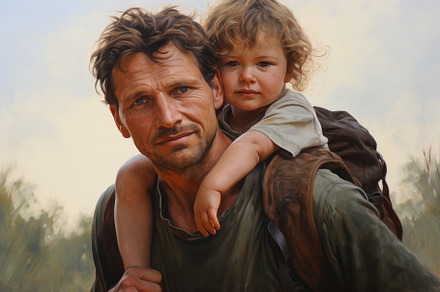 Father and son in the rain. Portrait, a Photo by Iftikhar Alam
