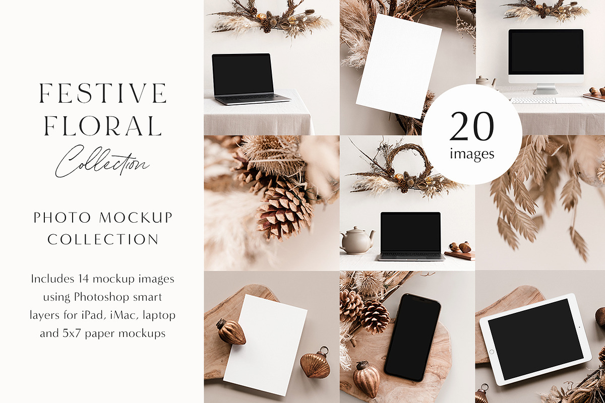Festive Floral Photo Mockup Bundle, a Mac Mockup by Moyo Studio (Photo 1 of 8)
