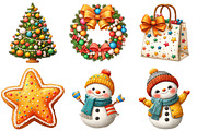Retro Pastel Christmas Clipart, an Illustration by Craft Nest (Thumbnail 9 of 10)