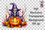 Creepy Skeleton Witch PNG Bundle, a Graphic by Clipart Studio (Thumbnail 8 of 11)