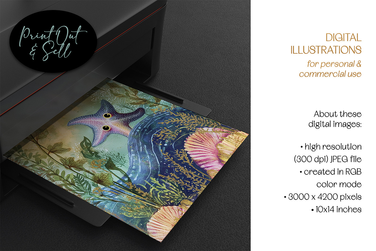 Under The Sea Digital Postcard Set, a Decorative Illustration by The Dutch Lady Designs (Photo 2 of 7)