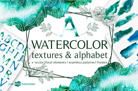 Watercolor Textures and Alphabet