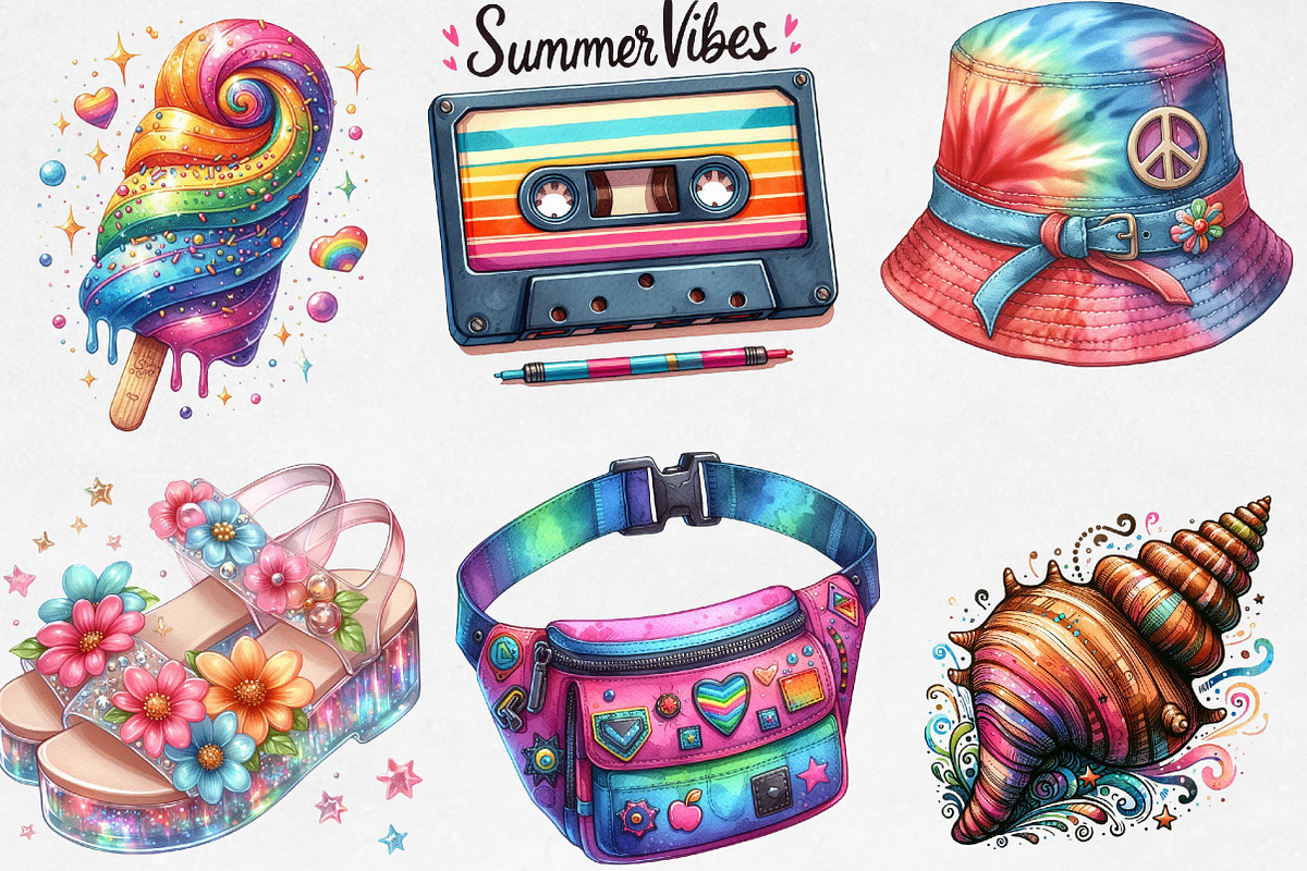 Funky Summer Sublimation Clipart, an Illustration by Designking (Photo 2 of 4)