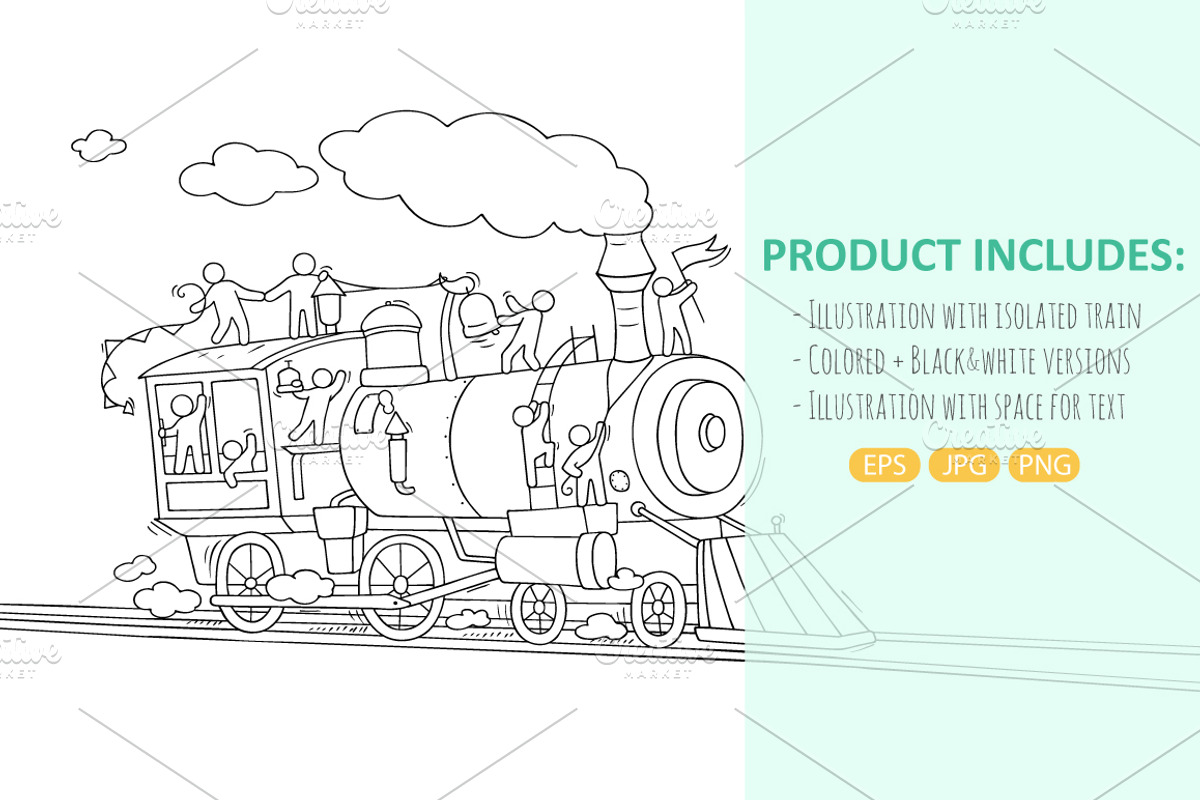 Cartoon train with little People, a Person Illustration by Sapunkele (Photo 2 of 2)