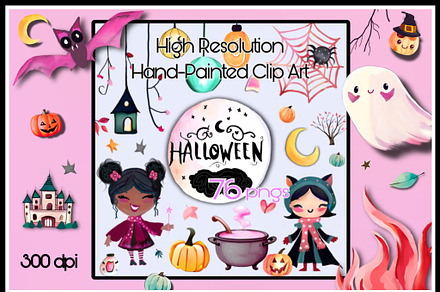 Cute Pink Halloween Clip Art Png Kit